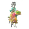 Colorful tie-dyed rabbit fabric keychains, rabbit lanterns, colored lanterns, iron cans, decorative pendants Item Picture